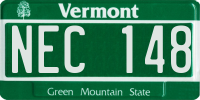 VT license plate NEC148