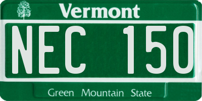 VT license plate NEC150