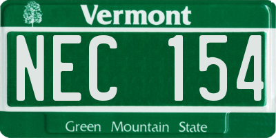 VT license plate NEC154