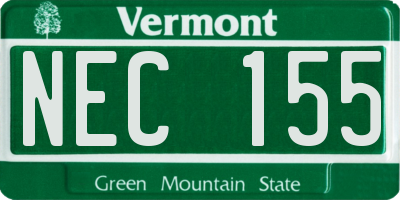 VT license plate NEC155