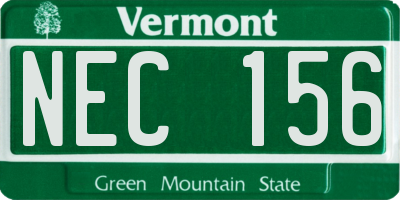 VT license plate NEC156