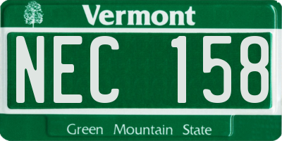 VT license plate NEC158