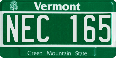 VT license plate NEC165