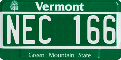 VT license plate NEC166