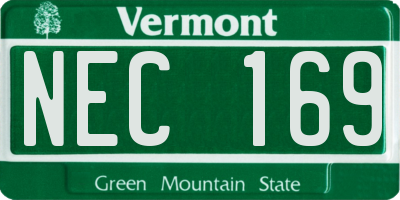 VT license plate NEC169