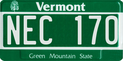 VT license plate NEC170