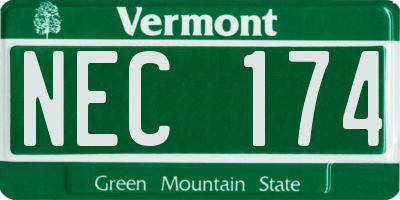 VT license plate NEC174