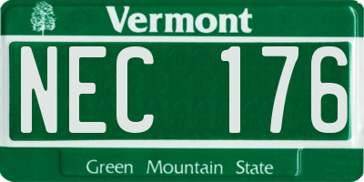 VT license plate NEC176