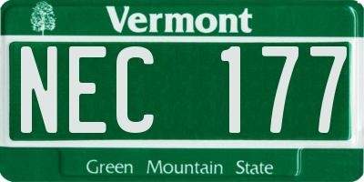 VT license plate NEC177