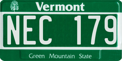 VT license plate NEC179