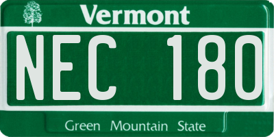 VT license plate NEC180