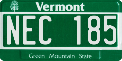 VT license plate NEC185