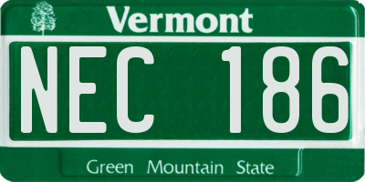 VT license plate NEC186