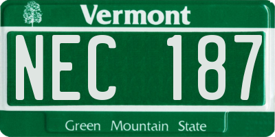 VT license plate NEC187