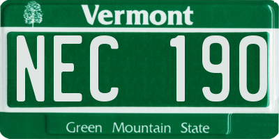 VT license plate NEC190