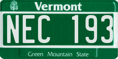 VT license plate NEC193