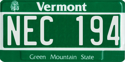 VT license plate NEC194