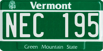 VT license plate NEC195