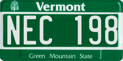 VT license plate NEC198