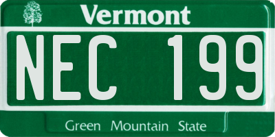 VT license plate NEC199