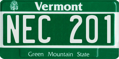 VT license plate NEC201