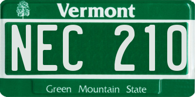 VT license plate NEC210