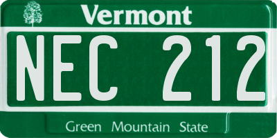VT license plate NEC212