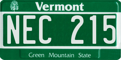 VT license plate NEC215
