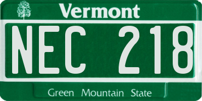 VT license plate NEC218