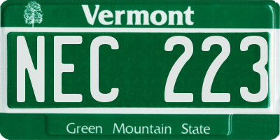 VT license plate NEC223