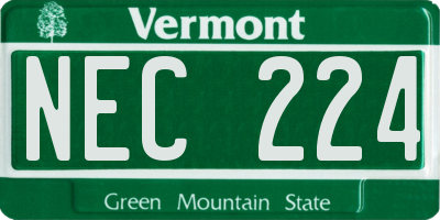 VT license plate NEC224