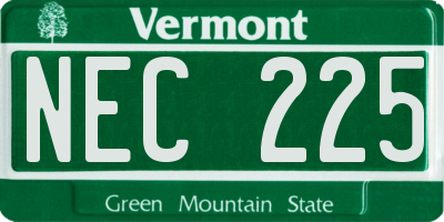 VT license plate NEC225