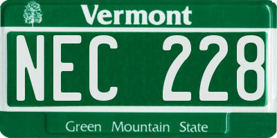 VT license plate NEC228
