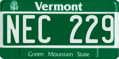 VT license plate NEC229