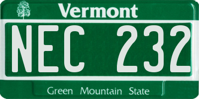 VT license plate NEC232