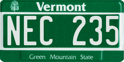 VT license plate NEC235