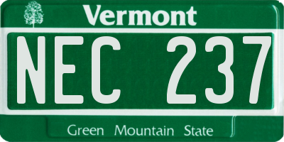 VT license plate NEC237