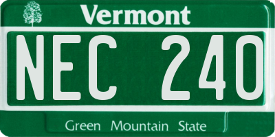 VT license plate NEC240