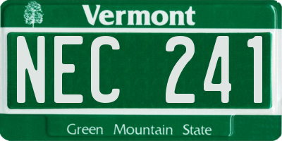 VT license plate NEC241
