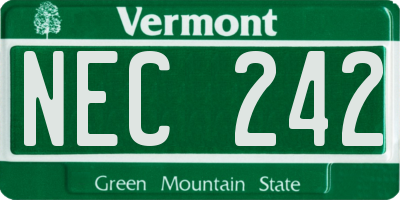 VT license plate NEC242