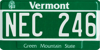 VT license plate NEC246