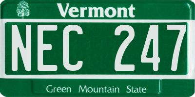 VT license plate NEC247