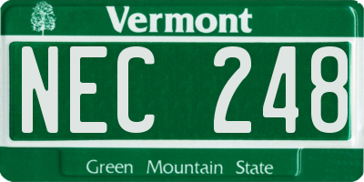 VT license plate NEC248