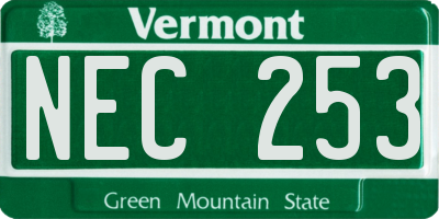 VT license plate NEC253