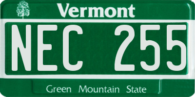 VT license plate NEC255