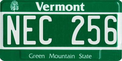 VT license plate NEC256