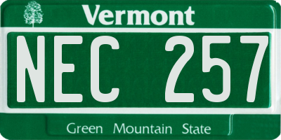VT license plate NEC257
