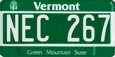 VT license plate NEC267