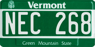 VT license plate NEC268