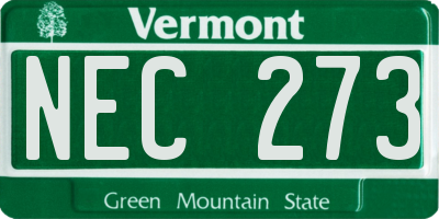 VT license plate NEC273